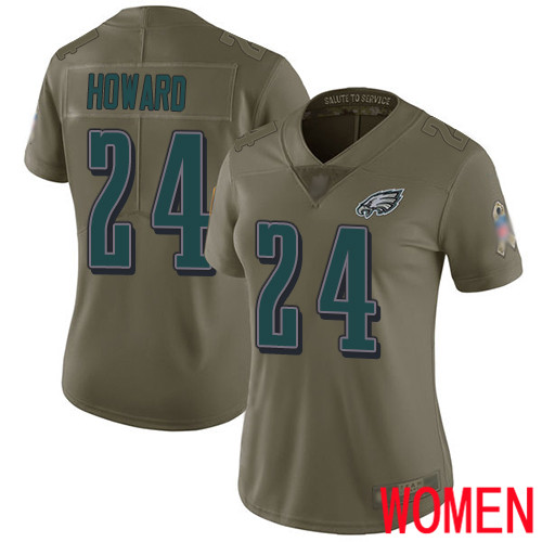 Women Philadelphia Eagles #24 Jordan Howard Limited Olive 2017 Salute to Service Football NFL Jersey->women nfl jersey->Women Jersey